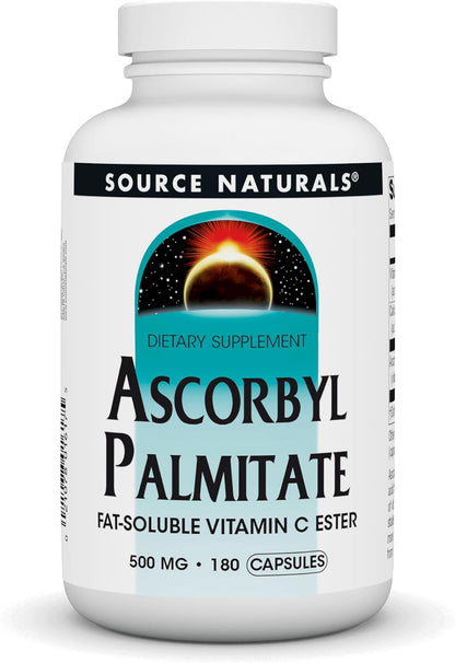 Source Naturals Ascorbyl Palmitate 500mg Fat-Soluble Vitamin C Ester Supplement – 180 Capsules