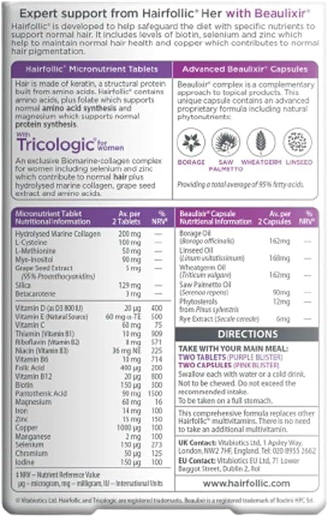 Vitabiotics Hairfollic Woman Advanced Capsules, 60 Count - görsel 3