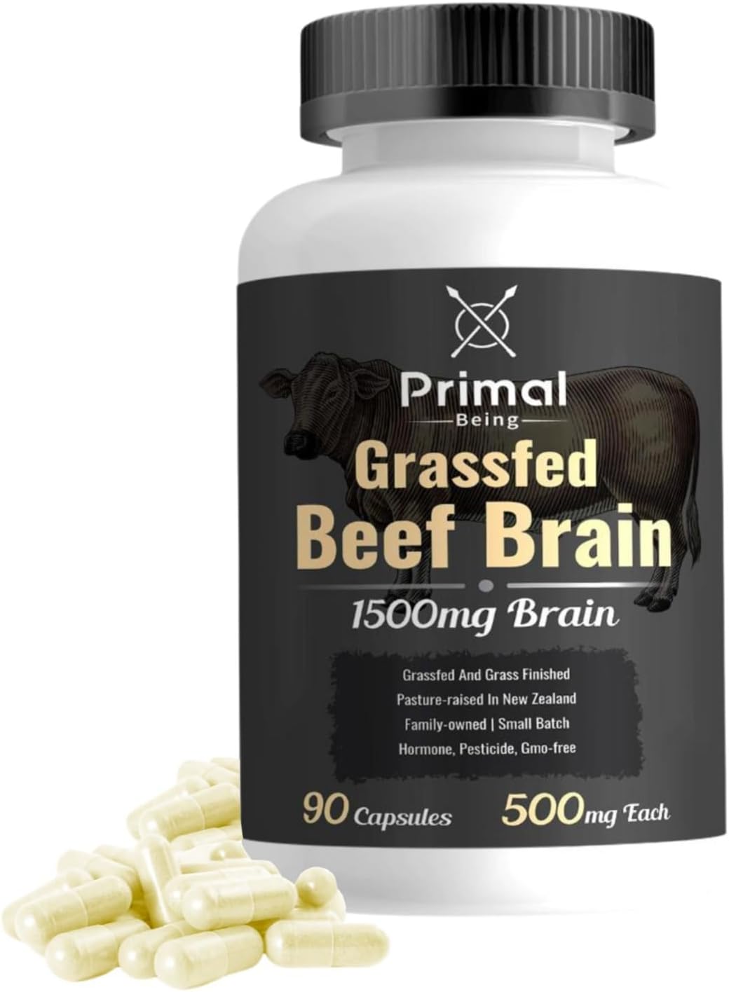 Primal Being Grass-Fed Beef Brain - 90 Capsules, 1500mg per Serving - görsel 1