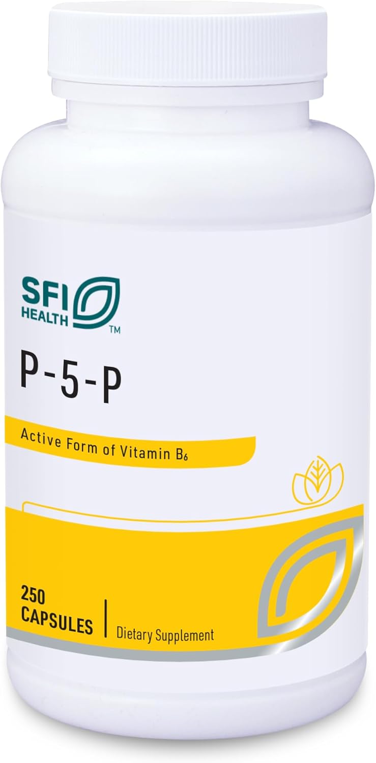 Klaire Labs SFI Health P-5-P – Bioactive Vitamin B6 (Pyridoxal-5-Phosphate) – 30 mg, 250 Vegetarian Capsules - görsel 1