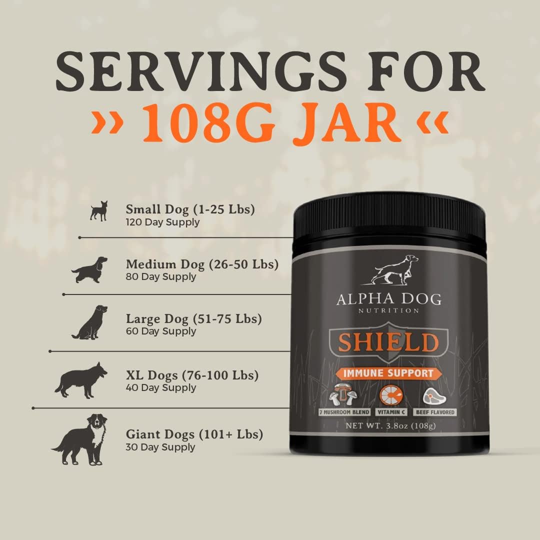 Shield Allergy Immune Support Supplement for Small Breed Dogs - 7 Mushroom Complex with Vitamin C, 108g - görsel 7