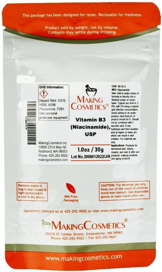 MakingCosmetics Vitamin B3 (Niacinamide), USP Grade - Cosmetic Ingredient - 30 g (1.0 oz) - görsel 2