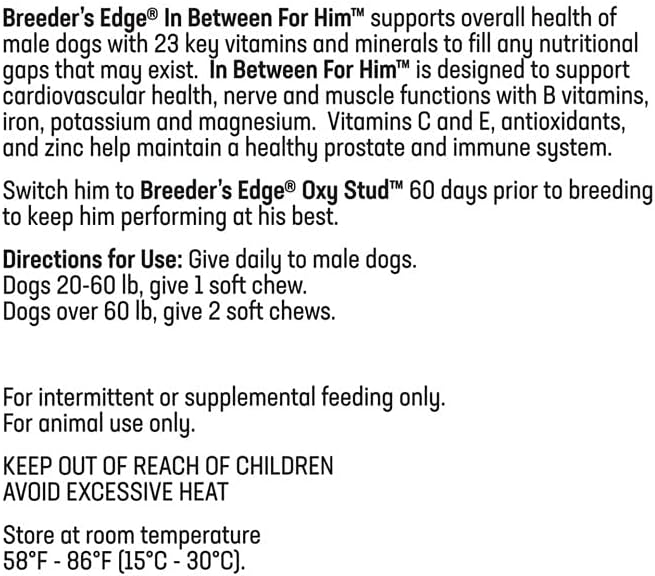 Breeder's Edge In Between for Him Supplement for Male Dogs and Cats, Daily Multivitamin Supporting Energy & Reproductive Health, with Essential Vitamins and Minerals, 360 Tablets for Medium and Large Dogs - görsel 8