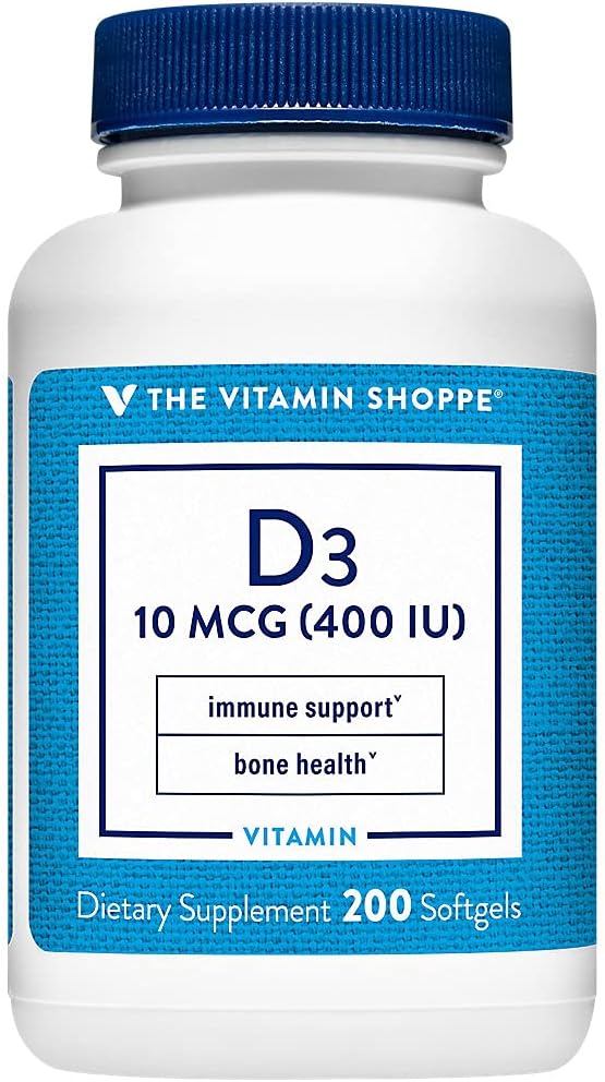 The Vitamin Shoppe Vitamin D3 400 IU Food Supplement - 200 Softgels - görsel 1