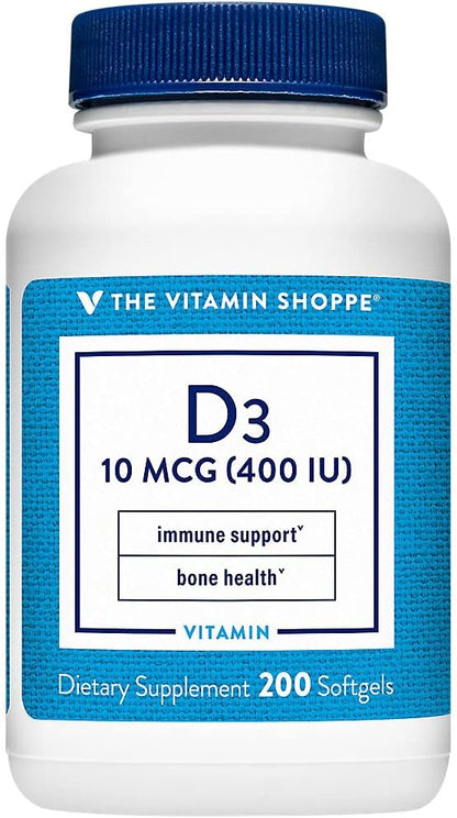 The Vitamin Shoppe Vitamin D3 400 IU Food Supplement - 200 Softgels