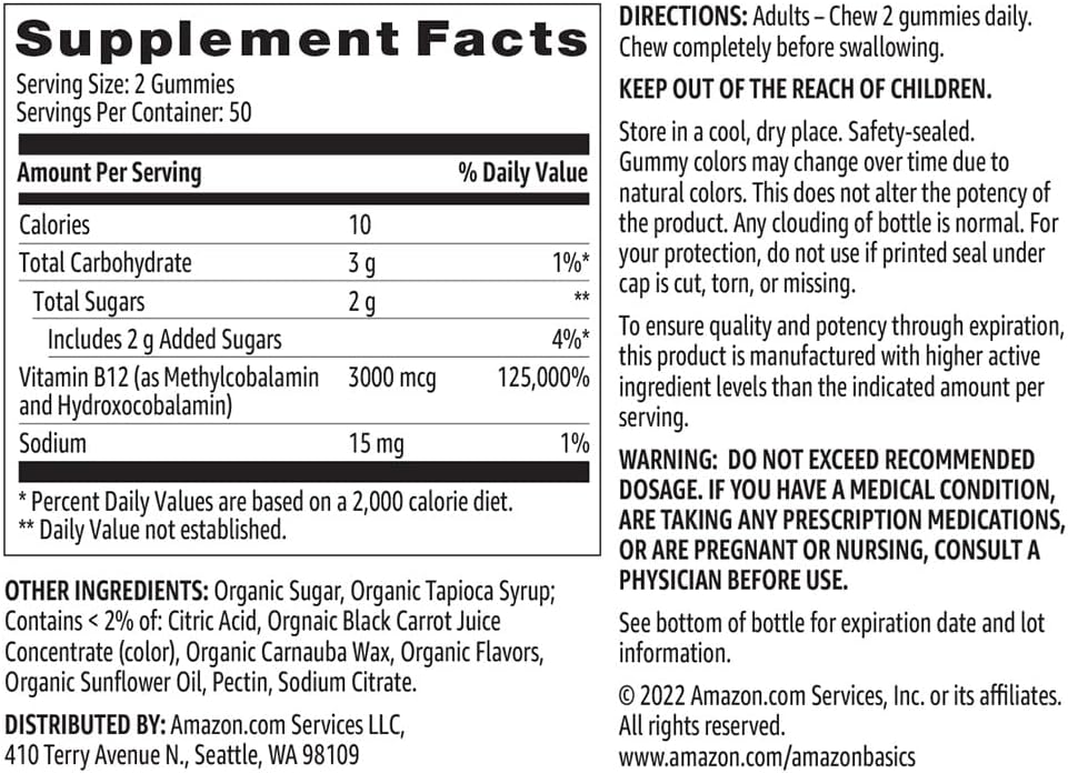 Amazon Basics Vitamin B12 3000 mcg Gummies - görsel 5