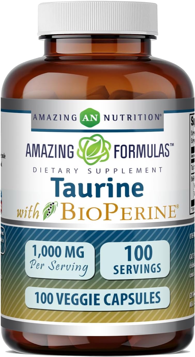 Amazing Formulae Taurine with Bioperine 1000 mg, 100 Veggie Capsules - görsel 1
