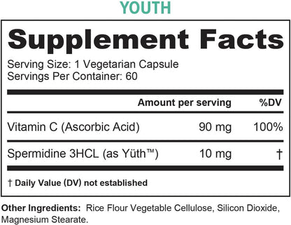 Vitauthority Enhanced Absorption Pure Spermidine Supplement - 99% Standardised Spermidine 3HCl, 60 Servings