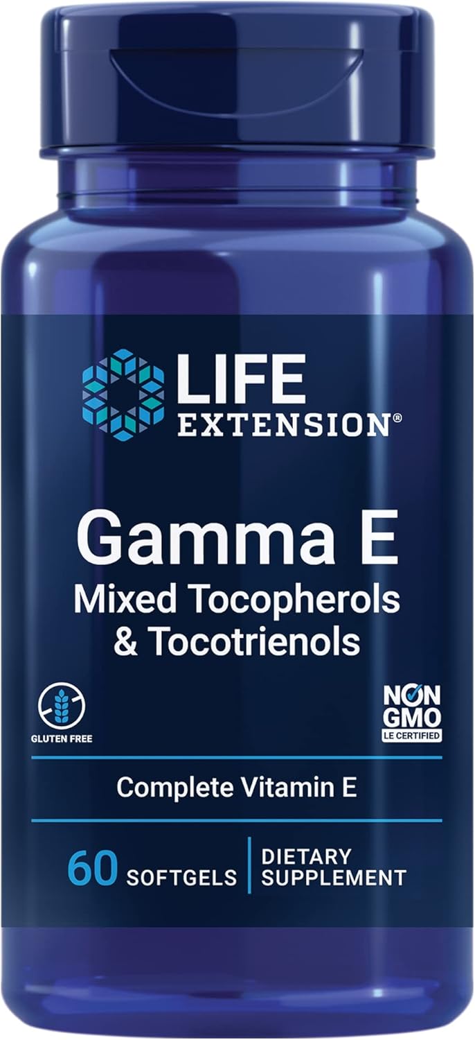 Life Extension Gamma E Mixed Tocopherols & Tocotrienols – Complete Vitamin E Spectrum, Antioxidant Protection – Non-GM, Gluten-Free – 60 Softgels - görsel 1