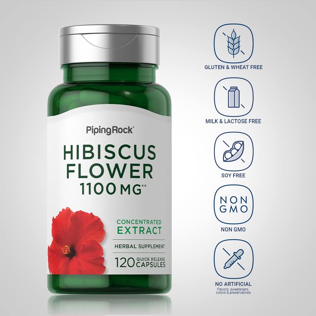 Piping Rock Hibiscus Flowers | 120 Capsules | Concentrated Extract | Herbal Supplement | Non-GMO, Gluten-Free - görsel 3