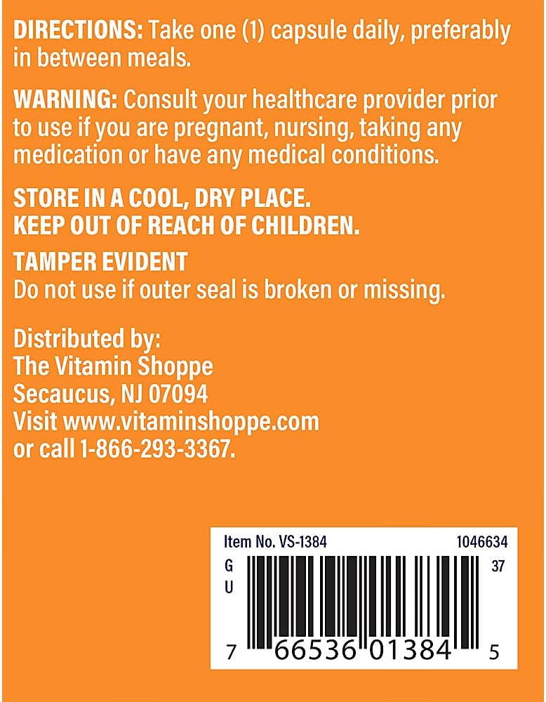 The Vitamin Shoppe L-Tyrosine 500mg – Mental Focus & Stress Support – Free-Form Amino Acid – 300 Capsules - görsel 3