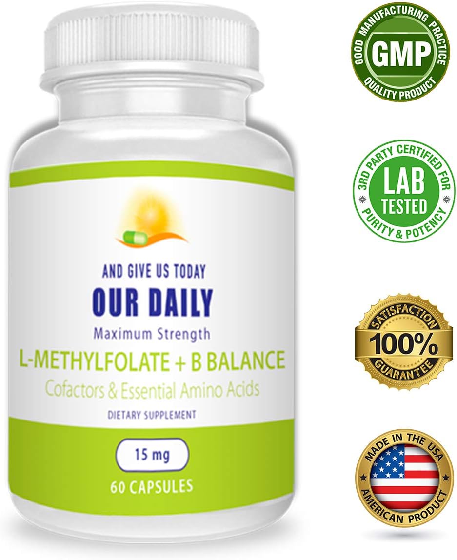 Our Daily Vites L-Methylfolate 15 mg B Complex Balance – Methylated B12, B9, B6, B2 with Glycine, 60 Capsules - görsel 7