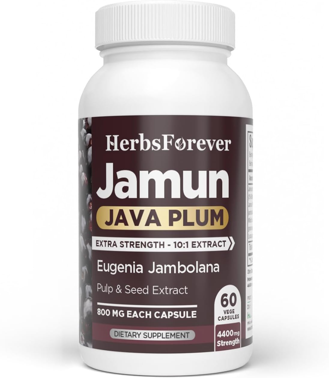 Jamun Capsules – Eugenia Jambolana Seed Extract (10:1) – 60 Vegan Capsules - görsel 1