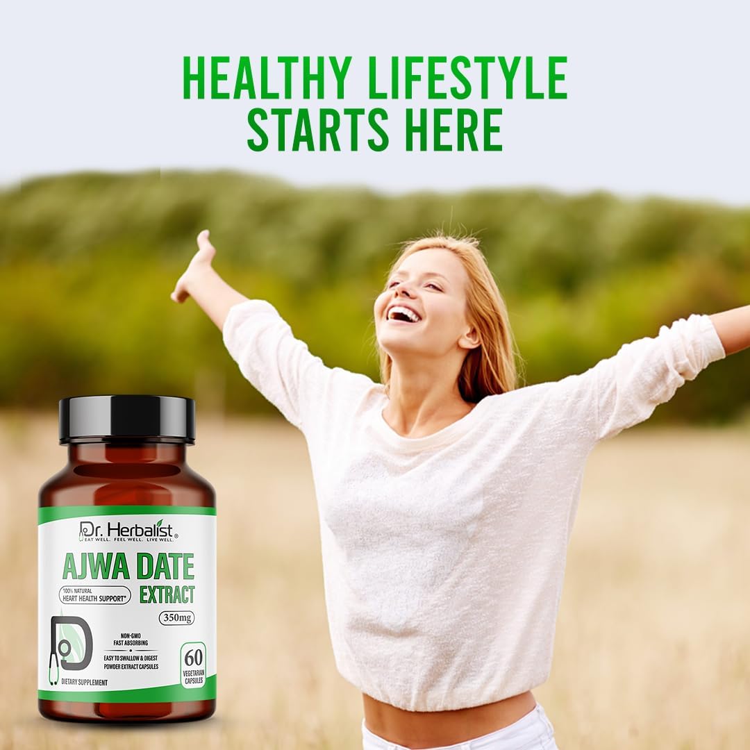 Dr. HERBALIST Ajwa Date Extract 350mg – Energy Support – 60 Vegetarian Capsules - görsel 3