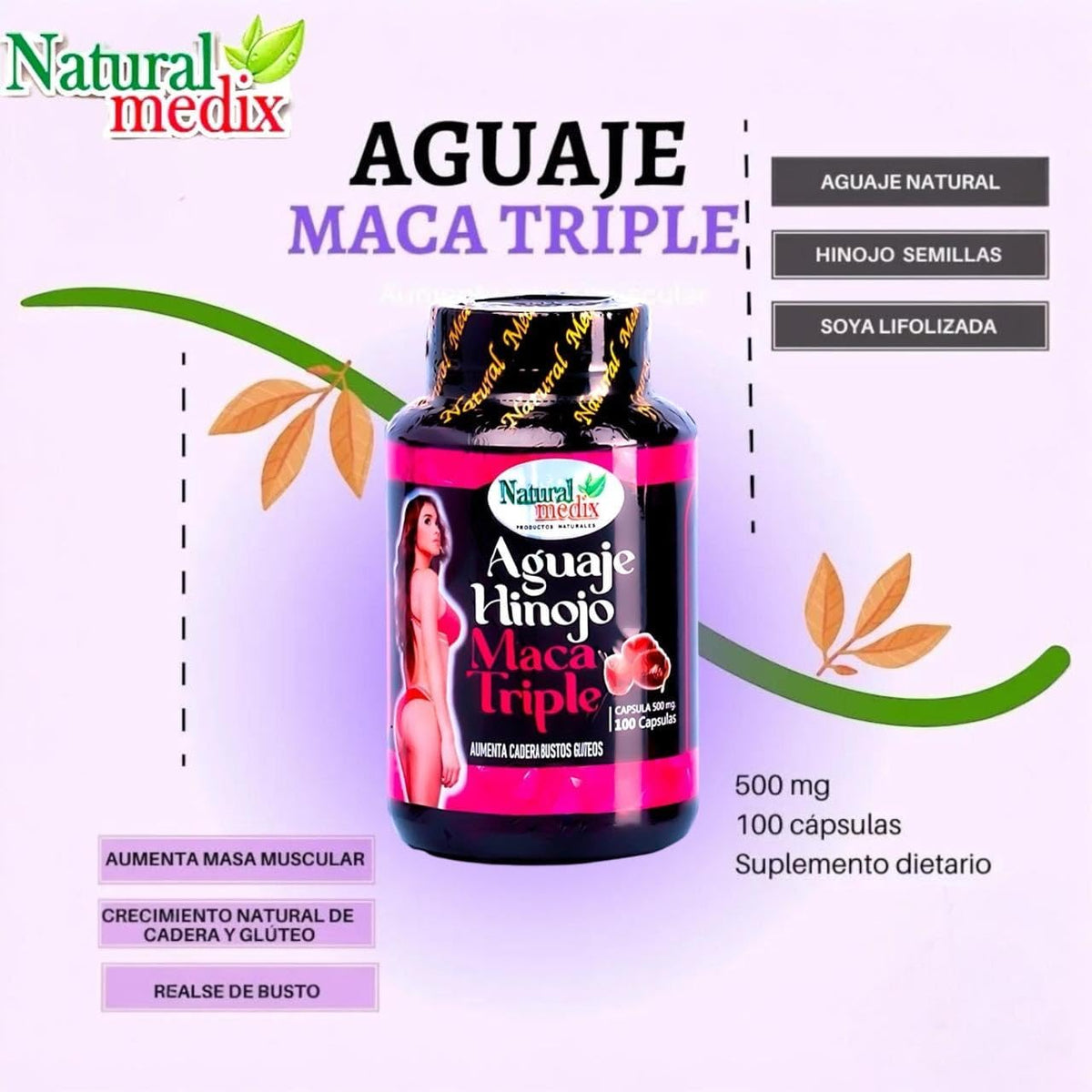 Natural medix Aguaje Hinojo Maca Triple – Maca Root Supplement for Feminine Balance - görsel 4