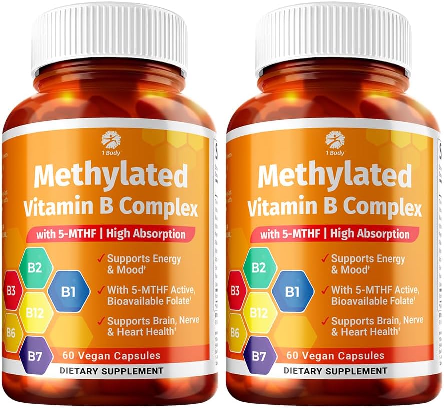 1 Body Methylated B Complex, 5-MTHF Folate & Methyl B12, Twin Pack - görsel 1
