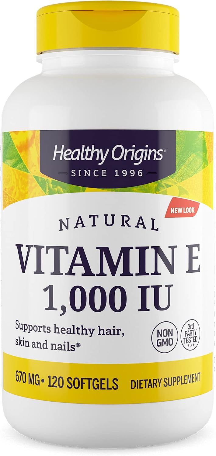 Healthy Origins Vitamin E 1,000 IU Natural d-Alpha Tocopherol, 120 Softgels - görsel 1