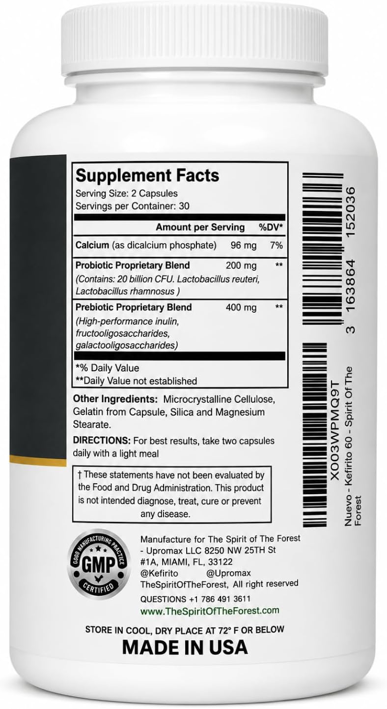 Kefirito Daily Symbiotic Formula – Probiotic + Prebiotic Daily Supplement, 60 Capsules - görsel 2