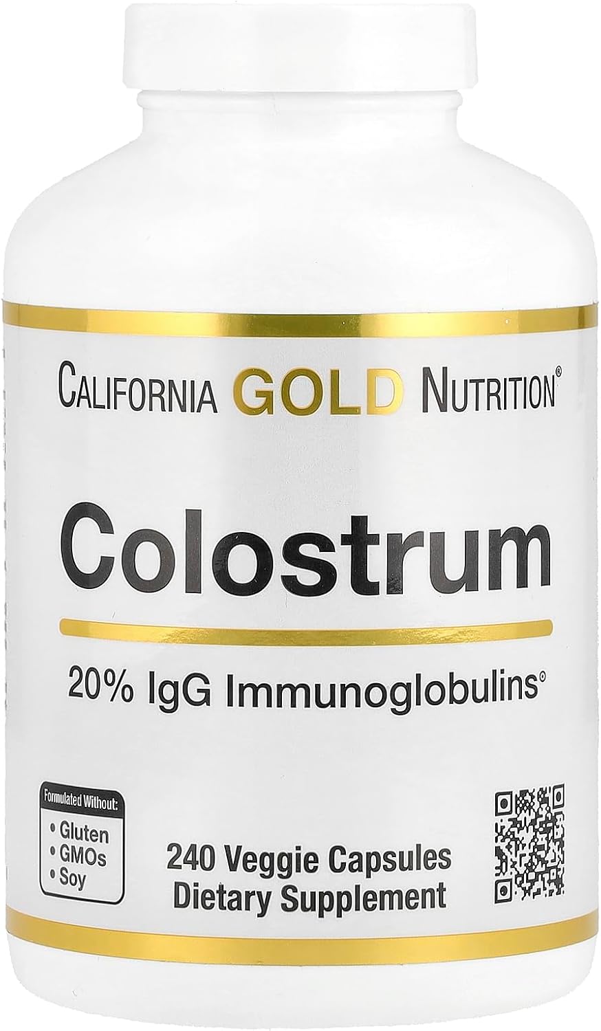California Gold Nutrition Colostrum Concentrated Bovine Pre-Milk Supplement with Immunoglobulins – Immune Support – Gluten-free, Non-GMO, No Antibiotics – 240 Vegetarian Capsules - görsel 1