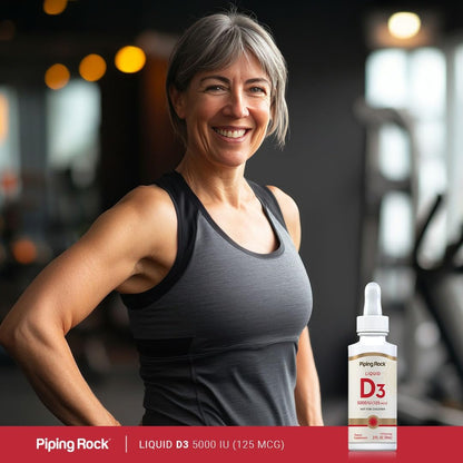 Vitamin D3 Liquid 5000 IU - Non-GMO, Gluten-free Liquid Drops by Piping Rock