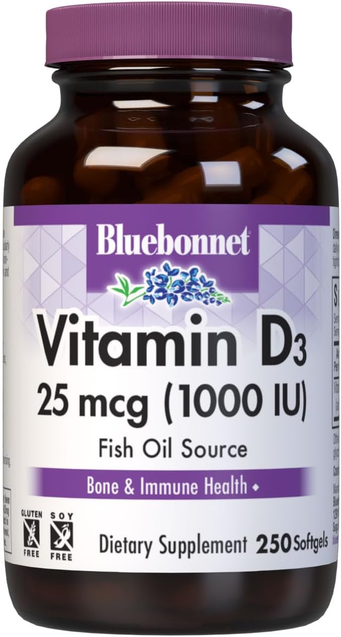 Bluebonnet Nutrition Vitamin D3 1000 IU Softgels – Non-GMO, Gluten-Free, 100 Softgels - görsel 7
