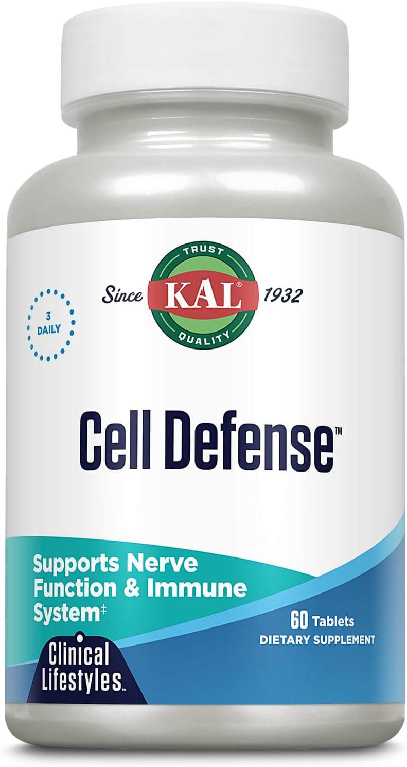 KAL Cell Defence Tablets - Mushroom Complex Supplement with Beta Carotene, Vitamins C, E, and B12 - Organic Reishi, Maitake, and Shiitake - Cellular Wellness for Adults - 60 Tablets - görsel 1