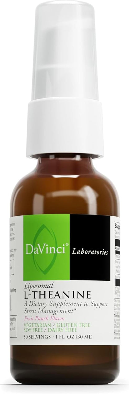 DAVINCI Labs Liposomal L-Theanine - Food Supplement for Stress Management, Concentration, Focus and Relaxation - Vegetarian, Gluten-Free, Soya-Free, Dairy-Free - 30 ml