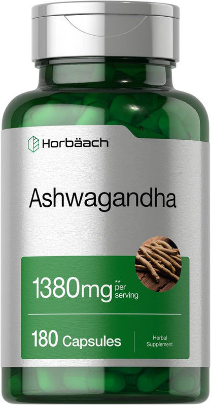 Horbäach Ashwagandha Root Supplement – 180 Capsules