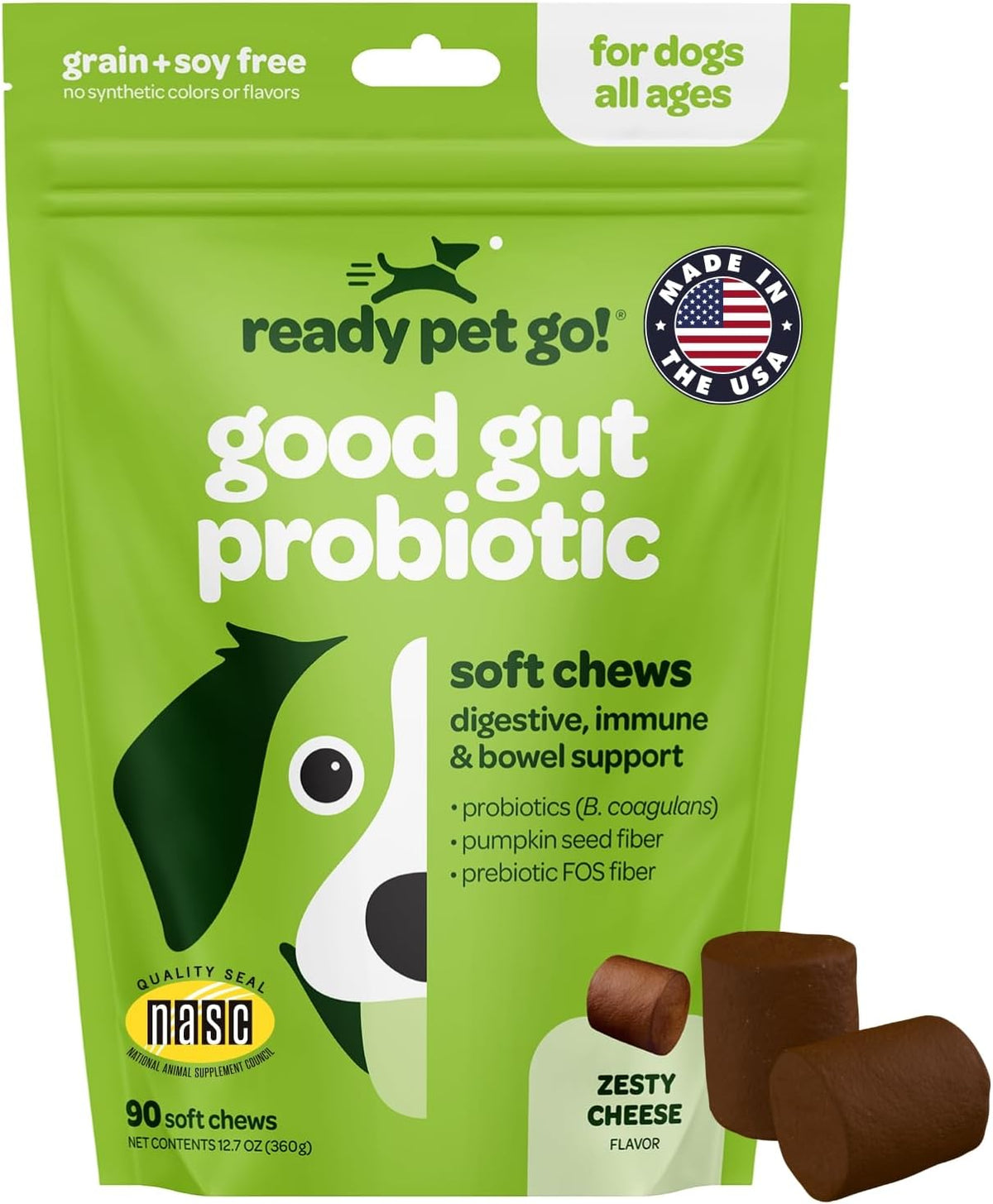 Ready Pet Go! Probiotic Chews for Dogs – Gut Health & Digestive Support with Pumpkin and Enzymes, 90 Count - görsel 1