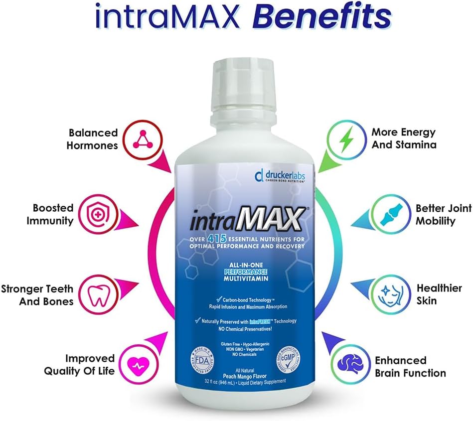 intraMAX Organic Liquid Multivitamin – 946 ml, Peach Mango - görsel 2
