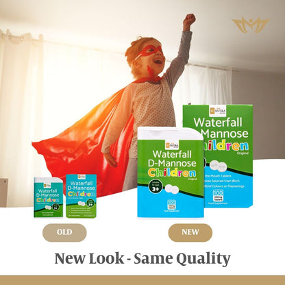 Waterfall D-Mannose Children Original | No Artificial Colours &amp; Flavourings | Vegan | 250mg Melt in the Mouth Tablets – 100 Tablets