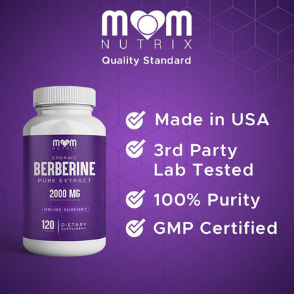 THE MONK Organic Berberine Extract 2000mg - Vegan, Non-GMO Herbal Supplement - 120 Capsules