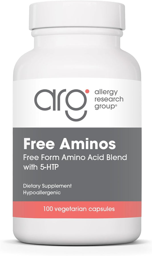 ARG Free Aminos - Free Form Amino Acid Complex with 5-HTP - Essential Amino Acids for Muscle and Neurological Support - 100 Vegetarian Capsules