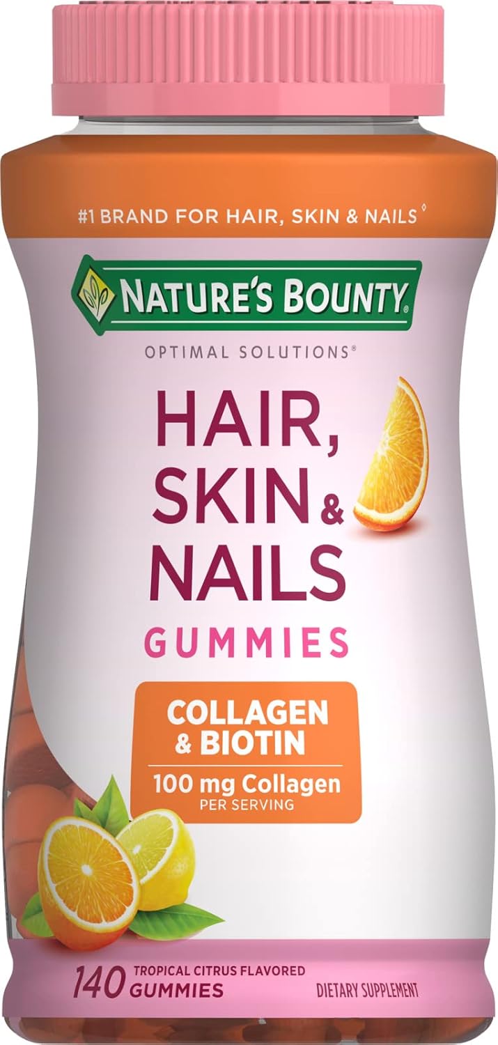 Nature's Bounty Biotin and Collagen Gummies, Tropical Citrus, 140 Count - görsel 1