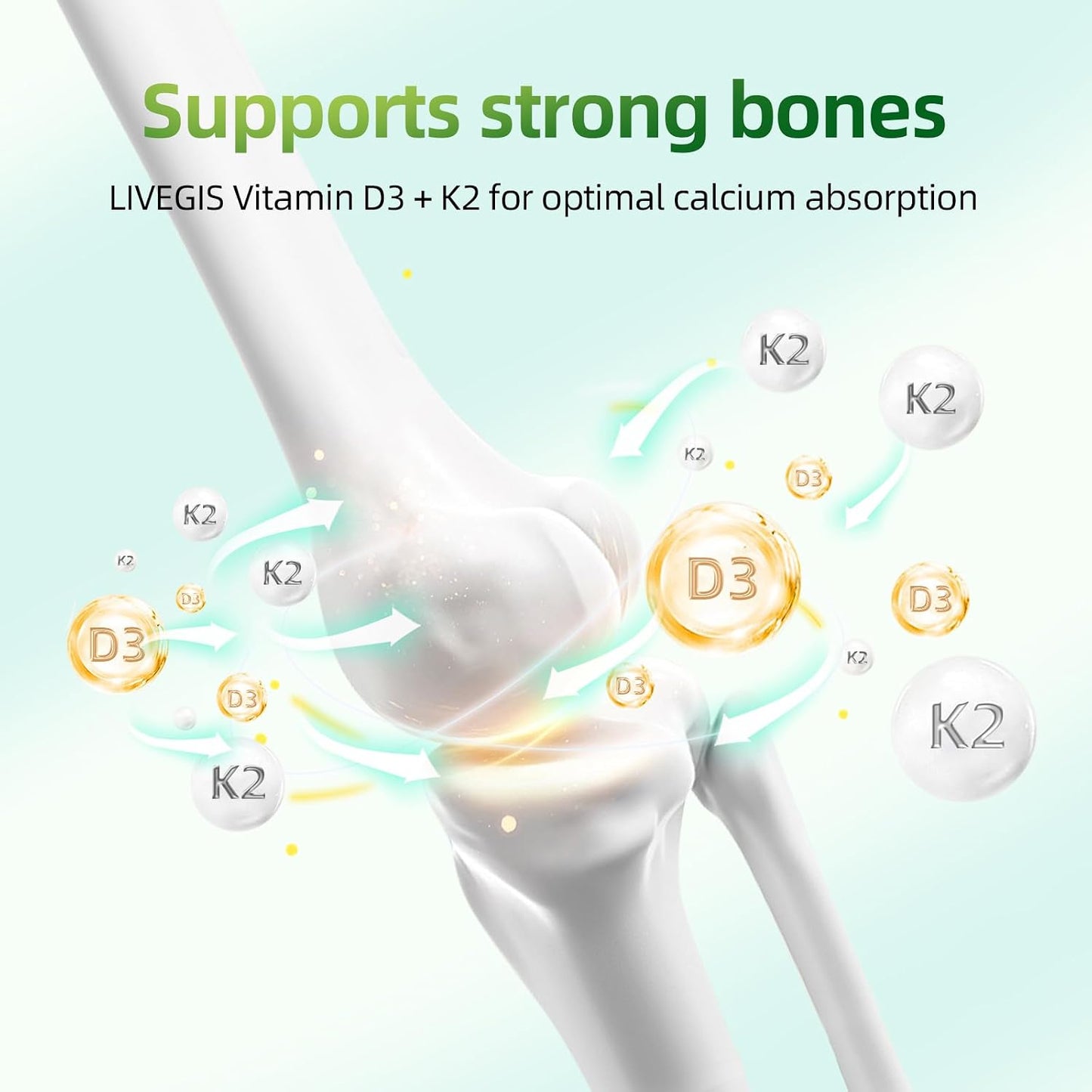 LIVEGIS Vitamin D3 K2 Soft gel capsules – 10,000 IU D3 & 200 mcg K2 (MK-7) with Coconut Oil, 90 Count - görsel 5