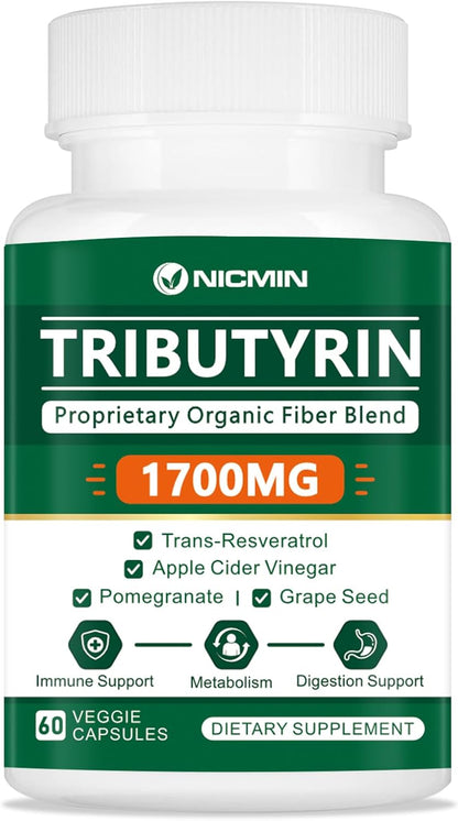 Tributyrin Supplement - Premium Butyrate Gut Health Supplement for Intestinal Support 60 Capsules