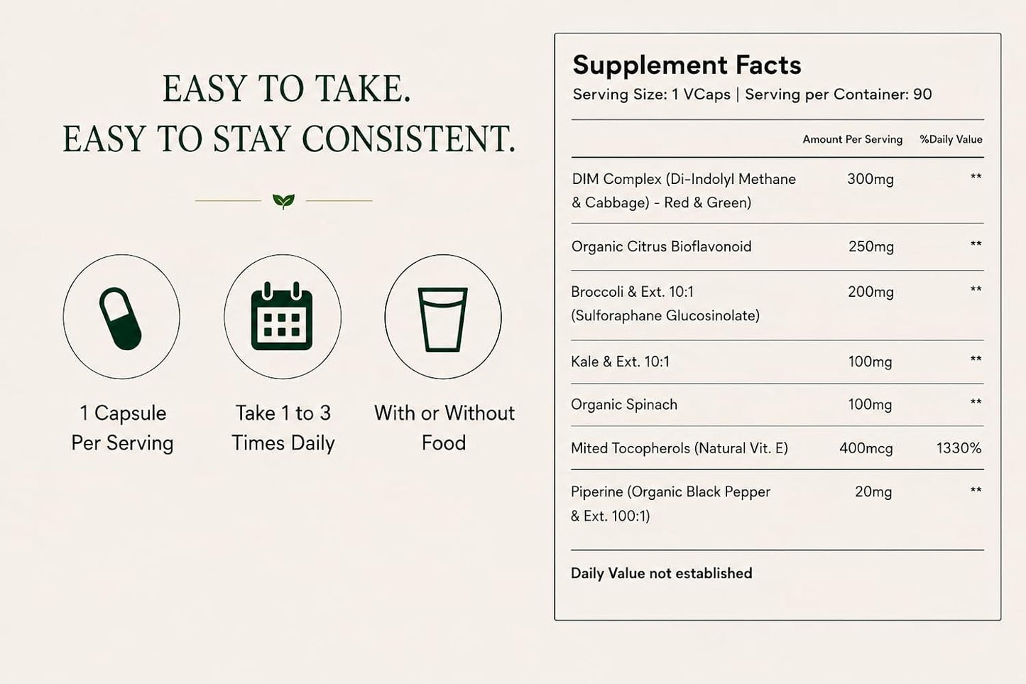 Green Organic Supplements DIM with Indole-3-Carbinol and Broccoli - 90 VCaps - görsel 8