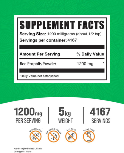 BulkSupplements Bee Propolis Powder - Natural & Gluten-free Food Supplement, 1.2g per Serving, 5kg (5 x 1kg Bags)