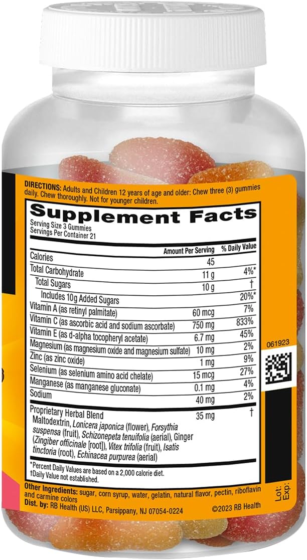 Airborne 750mg Vitamin C Immune Support Gummies, Assorted Fruit Flavour, 63 Gummies (Pack of 3) - görsel 5