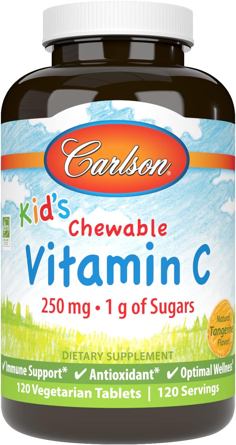 Carlson Kid's Chewable Vitamin C, 250 mg, Tangerine, 120 Vegetarian Tablets - görsel 1