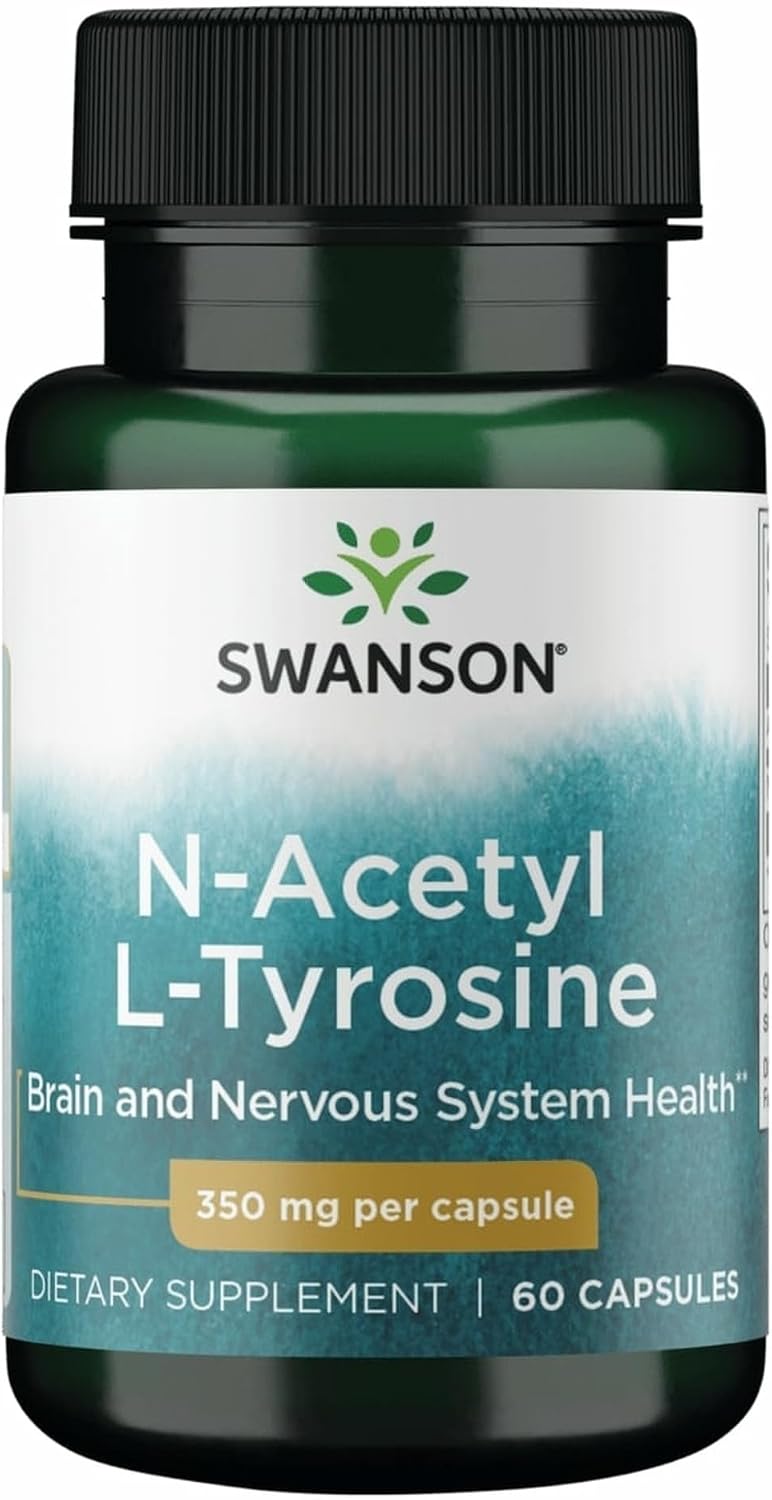 Swanson N-Acetyl L-Tyrosine 35mg, 60 Capsules - Amino Acid Food Supplement for Cognitive Function - görsel 1