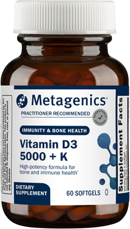 Metagenics Vitamin D3 and Vitamin K2 10,000 IU with MK-7 – 60 Softgels