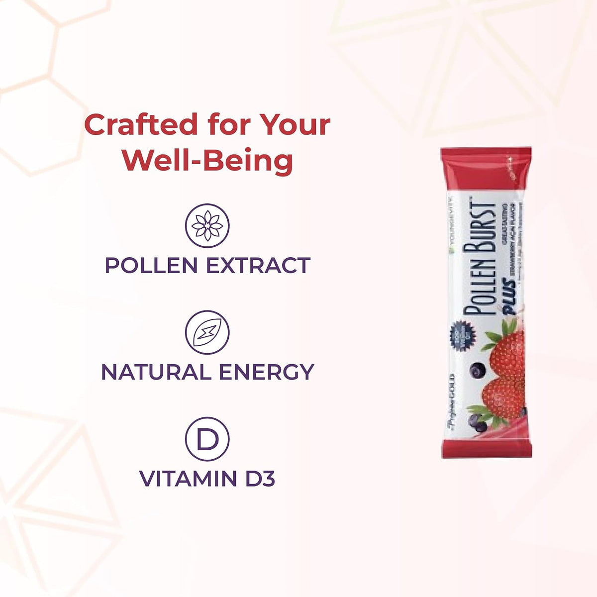 Youngevity Pollen Burst Energy Drink - Strawberry Acai, 30 Sachets - görsel 5