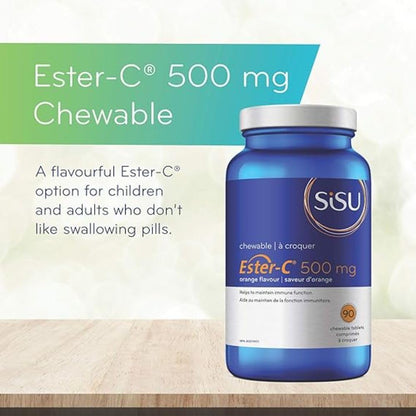 Sisu Ester-C 500 mg Orange Chewable Tablets, 90 Tablets