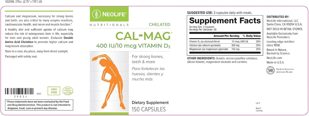 NeoLife Chelated Cal-Mag with Vitamin D 400 IU – 150 Soft gel capsules - görsel 5