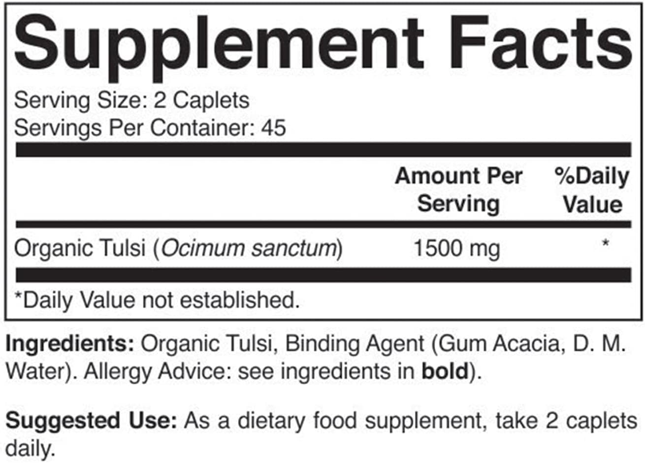 Brieofood Organic Tulsi (Holy Basil) 1500mg, 90 Vegetarian Tablets - görsel 3