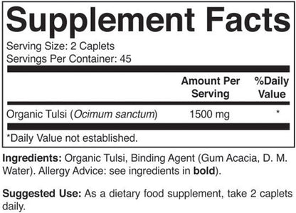 Brieofood Organic Tulsi (Holy Basil) 1500mg, 90 Vegetarian Tablets