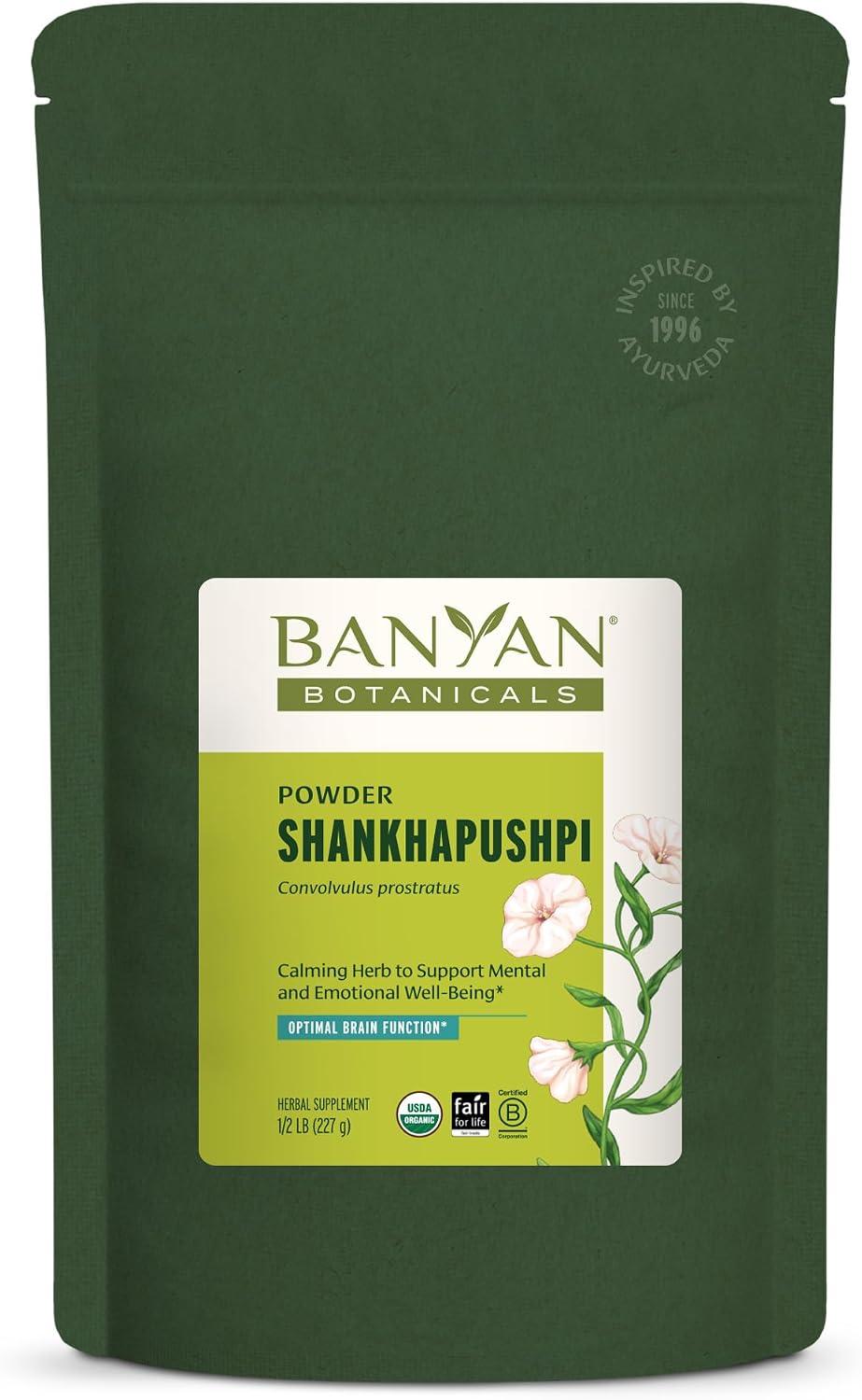 Banyan Botanicals Shankhapushpi Powder – Organic Shankhapushpi (Convolvulus Prostratus) – 227 g - görsel 1