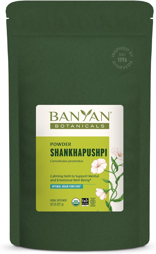 Banyan Botanicals Shankhapushpi Powder – Organic Shankhapushpi (Convolvulus Prostratus) – 227 g