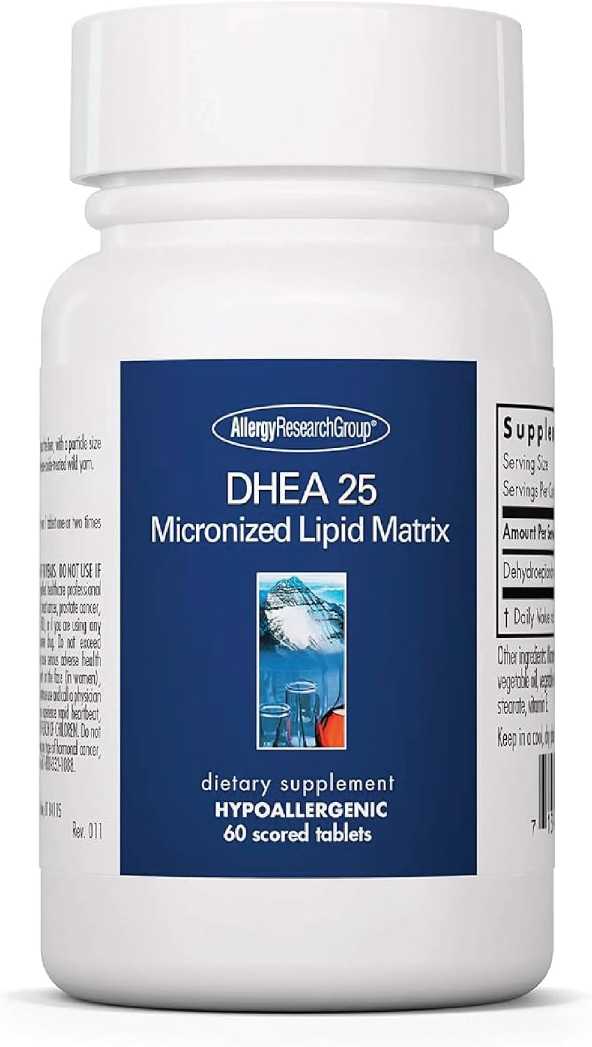 Allergy Research Group ARG DHEA 25 Micronised Lipid Matrix – 25 mg DHEA, Plant-Sourced, Hypoallergenic – 60 Tablets - görsel 1